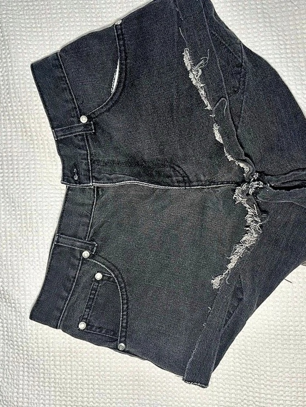 Women's Black Distressed Jean Shorts